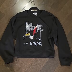DKNY Black Cityscape Crewneck Scuba Sweatshirt